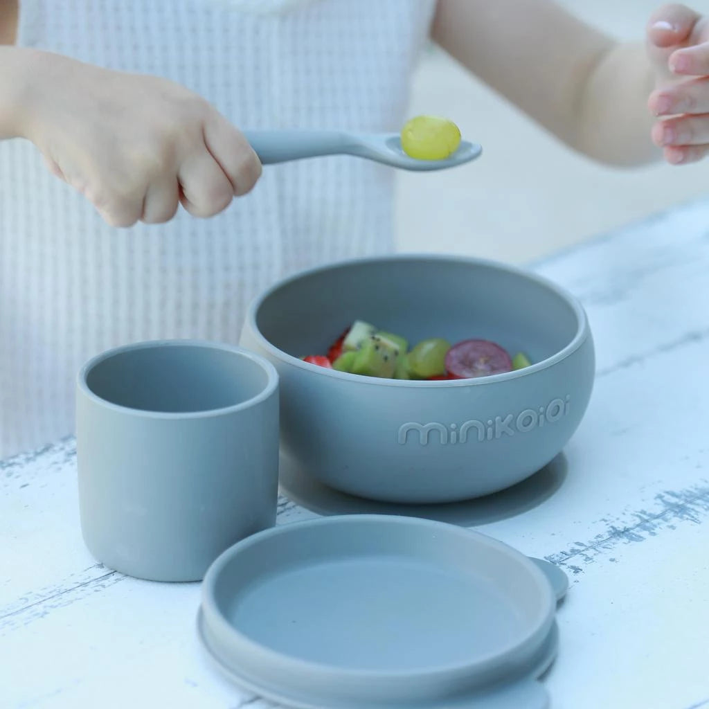 Minikoioi Blw Set I Silicone Feeding Set ( Bowl With Lid , Cup & Spoon )