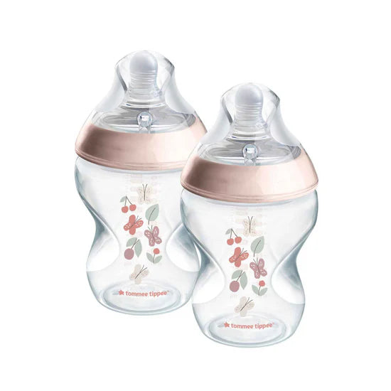 Tommee Tippee Bottle 260Ml Pk2 Natural Start Tinted Pink
