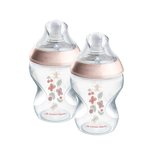 Tommee Tippee Bottle 260Ml Pk2 Natural Start Tinted Pink