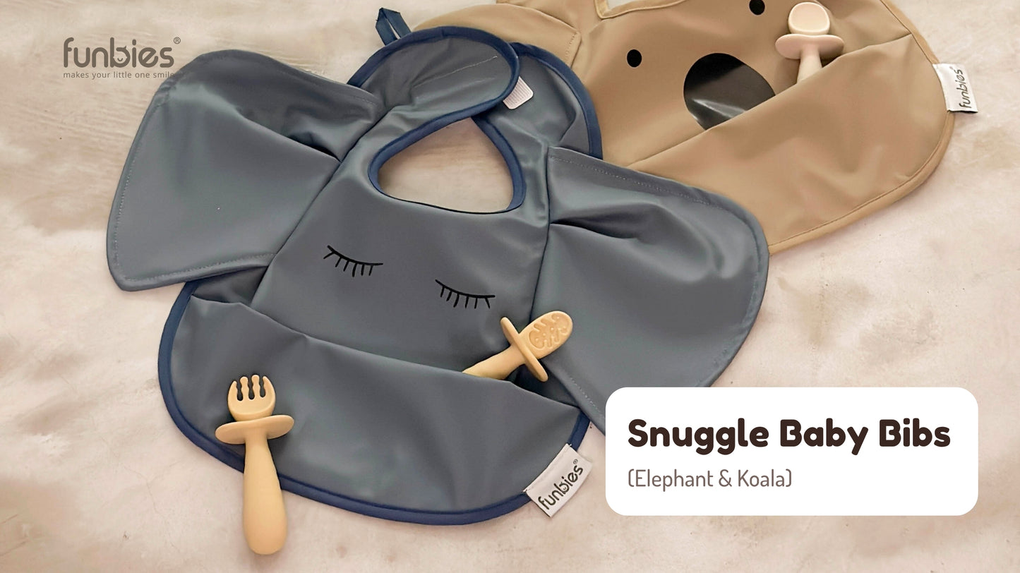 Funbies Snuggle Baby Bibs Set (Elephant + Koala)