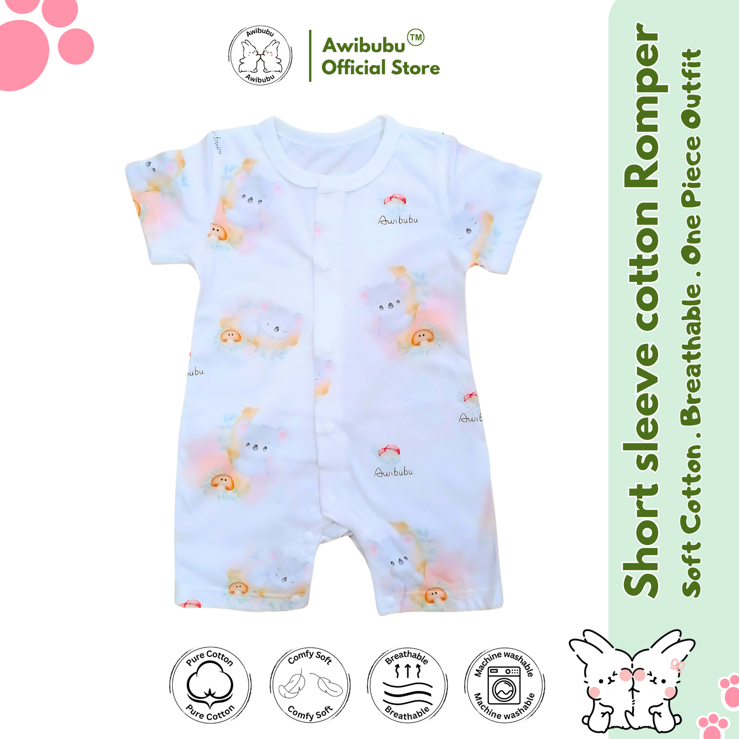 Awibubu Short Sleeve Romper