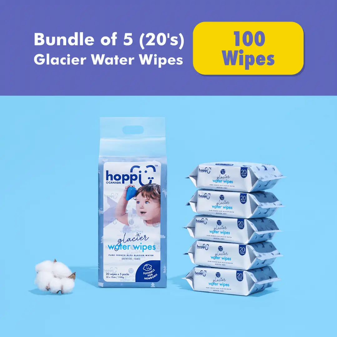 Hoppi Glacier Water Wipes 20™S X 5Packs