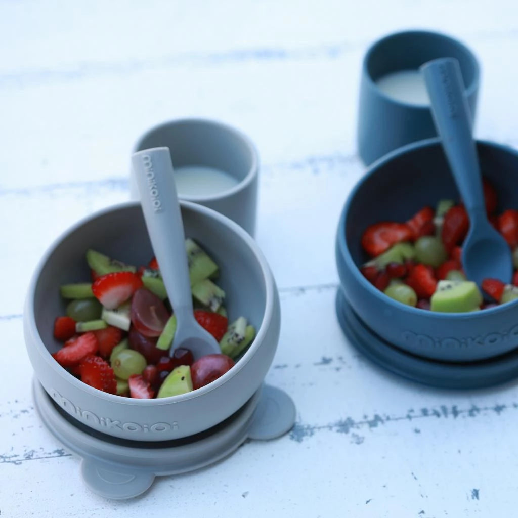 Minikoioi Blw Set I Silicone Feeding Set ( Bowl With Lid , Cup & Spoon )