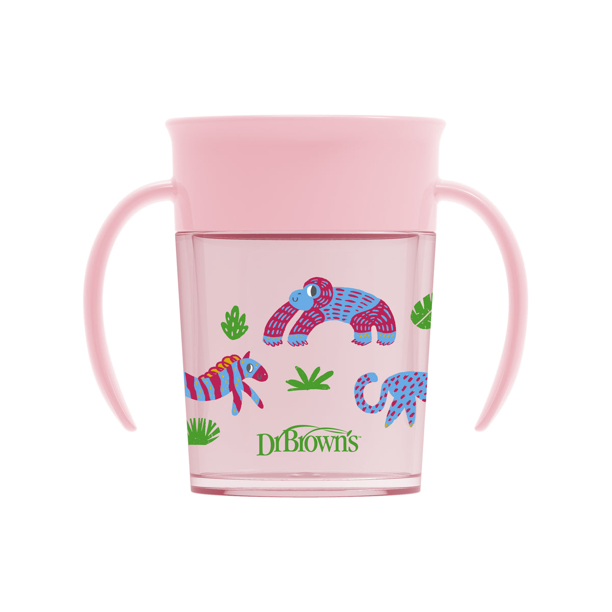 Dr. Brown's Cheers360™ Baby Toddler Spoutless Transition Feeding Cup with Handles, 7oz/200ml, Pink/Blue, 1 Pack
