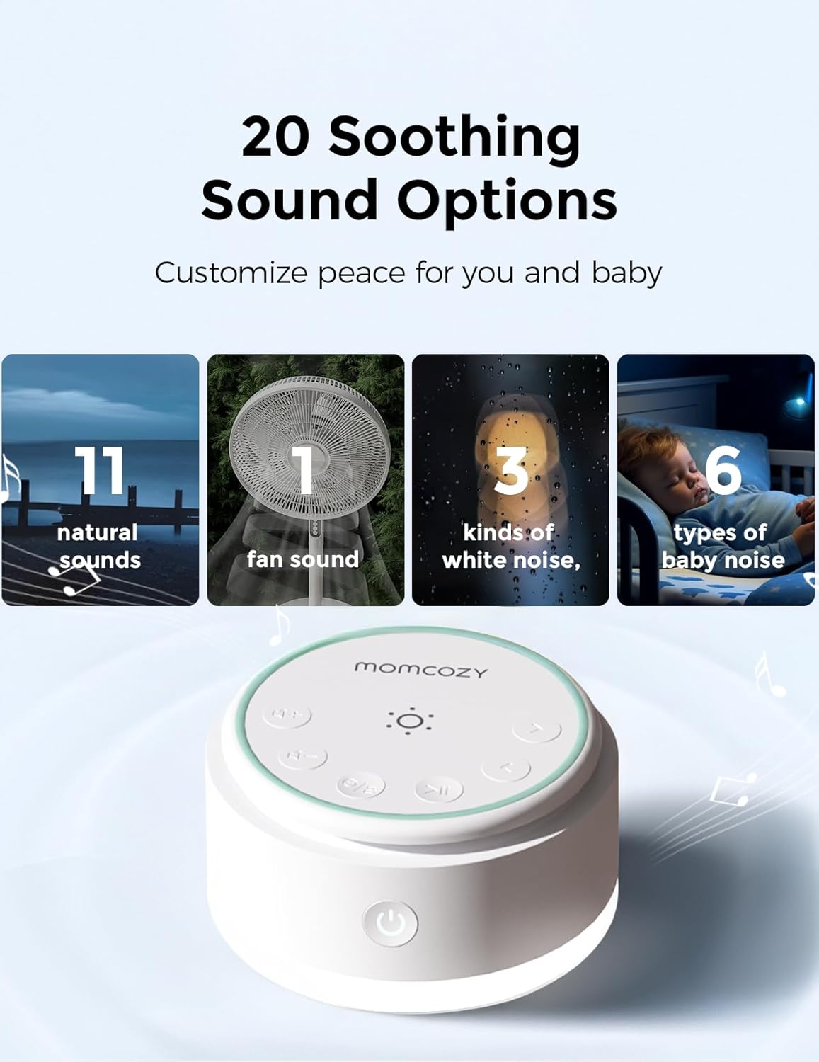 Momcozy White Noise Sound Machine for Baby with Nursery Light