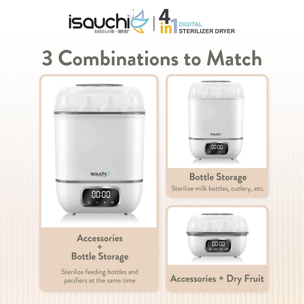 Isa Uchi I-Smart 6 in 1 Food Processor & 4 in 1 Digital Sterilizer Bundle