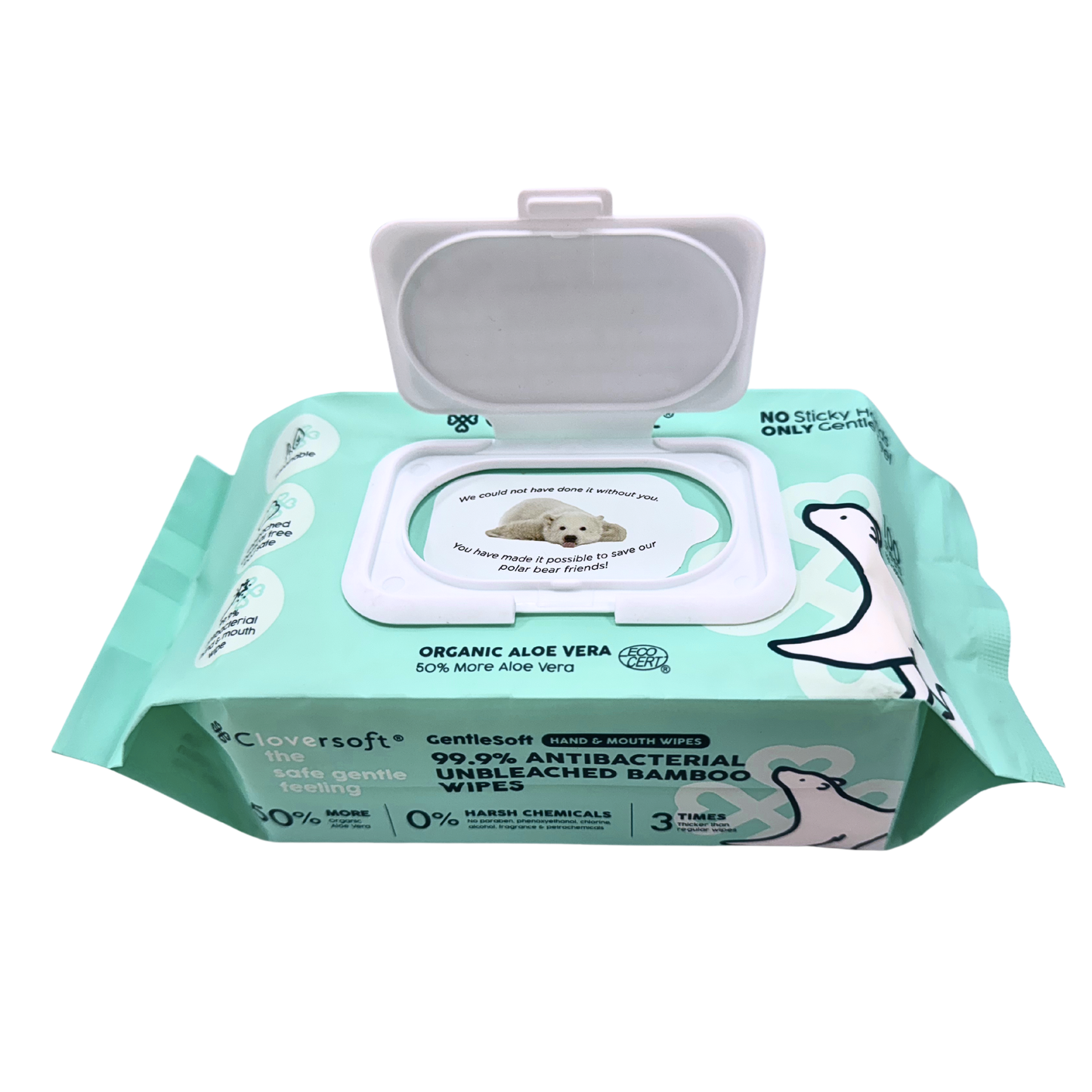 Cloversoft Plant-Based Unbleached Bamboo 99.9% Antibacterial Organic Wet Wipes
