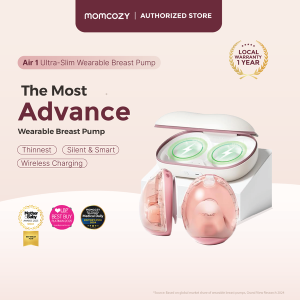 Momcozy Air 1 Ultra-Slim Hands-Free Wearable Pump with Wireless Charging Case