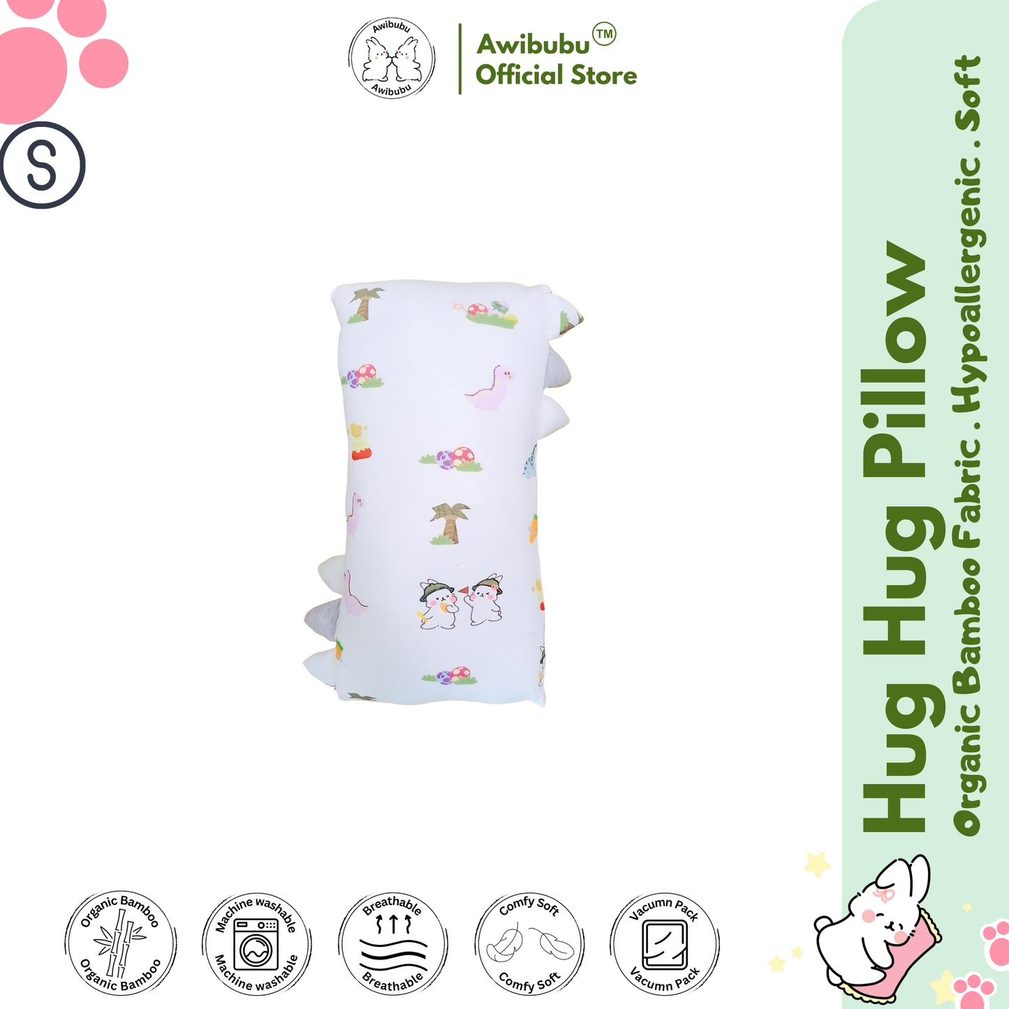 Awibubu Ultra Soft Bamboo Hugging Pillow
