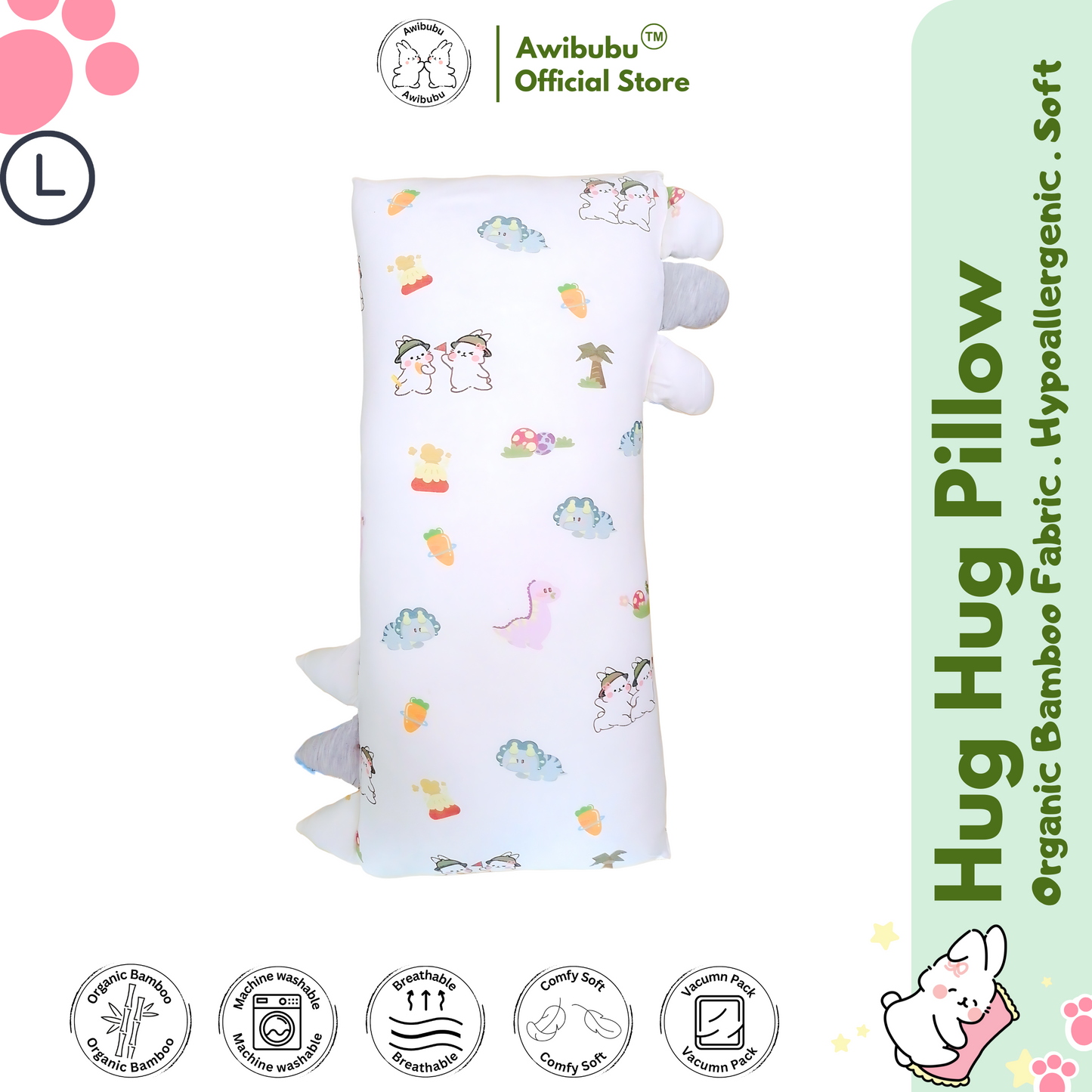 Awibubu Ultra Soft Bamboo Hugging Pillow