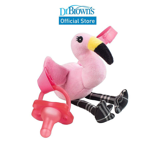Dr. Brown's Lovey Pacifier and Teether Holder, Fancy The Flamingo