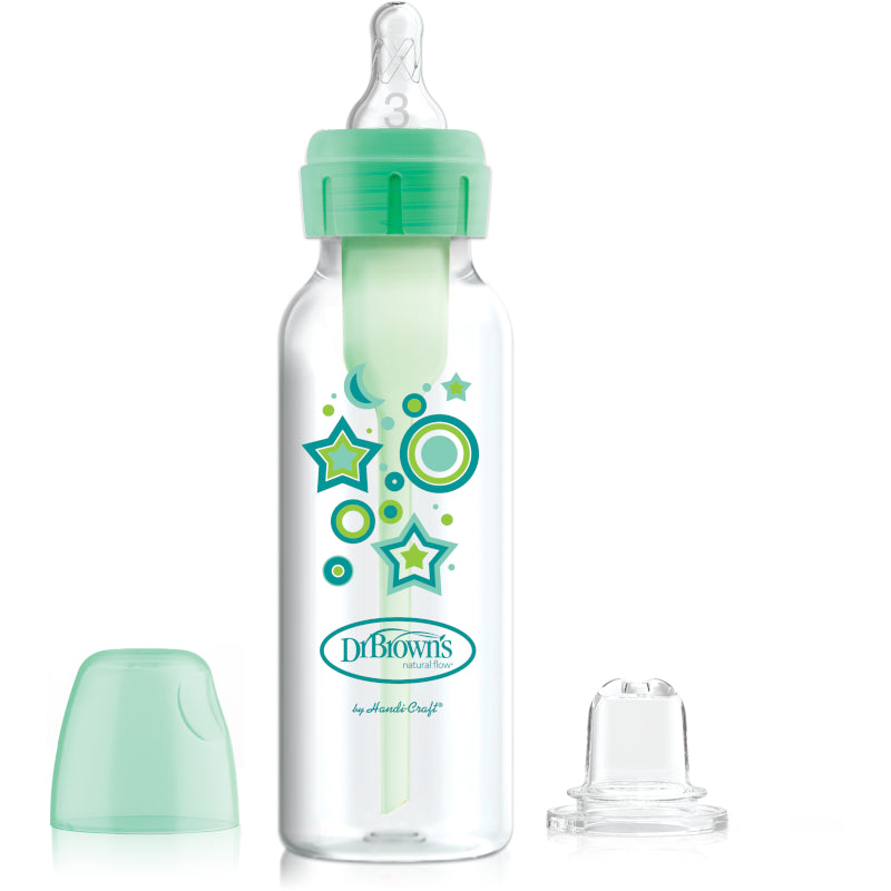 Dr. Brown's Anti-Colic Options+ PP Narrow Neck Sippy Starter Kit 8oz/250ml Bottle, Rainbow/Stars/Hearts, 1 Bottle, Level 3 Teat + Sippy Teat