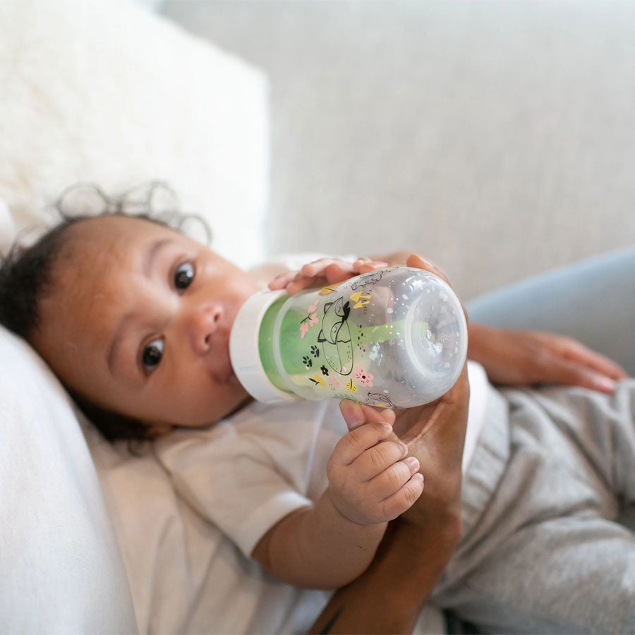 Dr Brown's Options+ PP Wide-Neck 5oz/150mL Feeding Bottle, Jungle/Woodland, 2 Bottles with Level 1 Teat