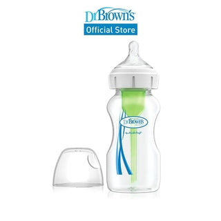 Dr. Brown's Anti-Colic Options+ PP Wide Neck 9oz/270ml Bottle, Pink/White/Blue, 1 Bottle, Level 1 Teat