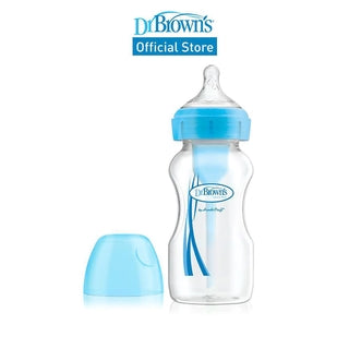 Dr. Brown's Anti-Colic Options+ PP Wide Neck 9oz/270ml Bottle, Pink/White/Blue, 1 Bottle, Level 1 Teat