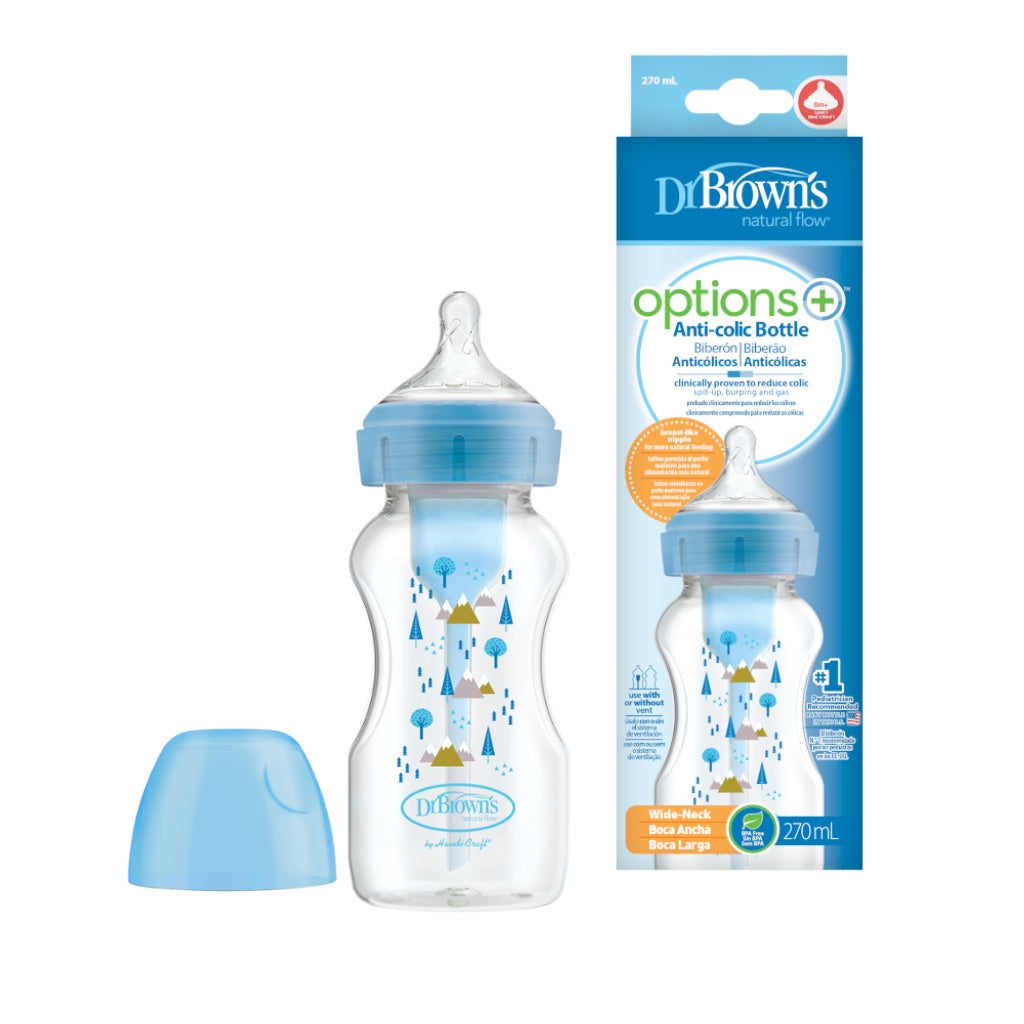 Dr. Brown’s Options+ PP Wide-Neck 9oz/270ml Feeding Bottle, Floral/Alphine/Star, 1 Bottle with Level 1 Teat