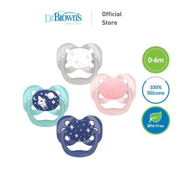Dr. Brown's Advantage™ Pacifier, Stage 1 for 0-6months, Pink/Blue, 2 Pieces