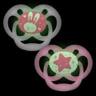 Dr. Brown's Advantage™ Glow in the Dark Pacifiers, Stage 2 for 6months+, Pink/Blue, 2 Pieces