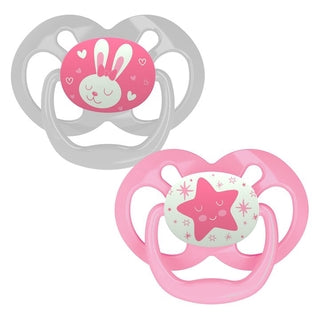 Dr. Brown's Advantage™ Glow in the Dark Pacifiers, Stage 2 for 6months+, Pink/Blue, 2 Pieces