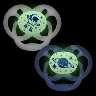 Dr. Brown's Advantage™ Glow in the Dark Pacifiers, Stage 2 for 6months+, Pink/Blue, 2 Pieces