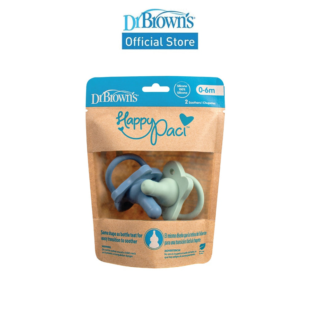 Dr. Brown's HappyPaci™ Silicone Baby Pacifier for 0-6months, Pink/Blue, 2 Pieces