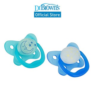 Dr. Brown’s PreVent™ Glow in the Dark Orthodontic Pacifiers, Stage 2 for 6-12months, Suction-Free & Breathable, Unisex, Assorted Colors, 2 Packs