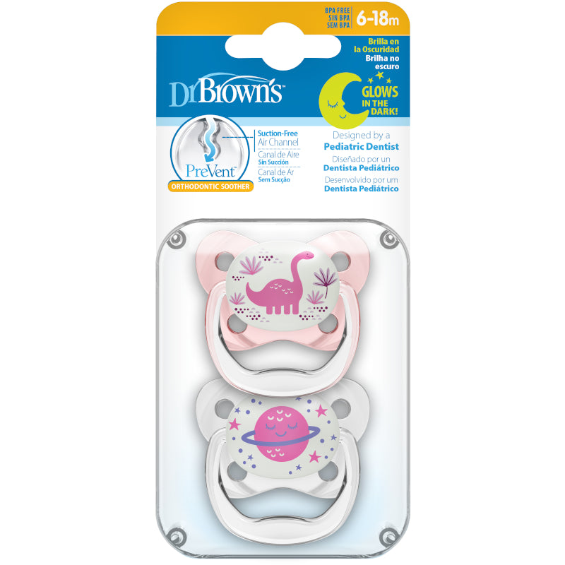 Dr Brown's PreVent Baby Toddler Pacifier Glow in The Dark (Stage 2 for 6m+)