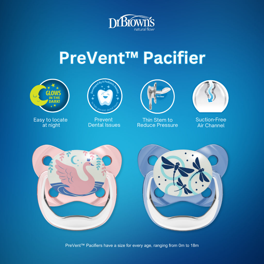 Dr Brown's PreVent Baby Toddler Pacifier Glow in The Dark (Stage 2 for 6m+)