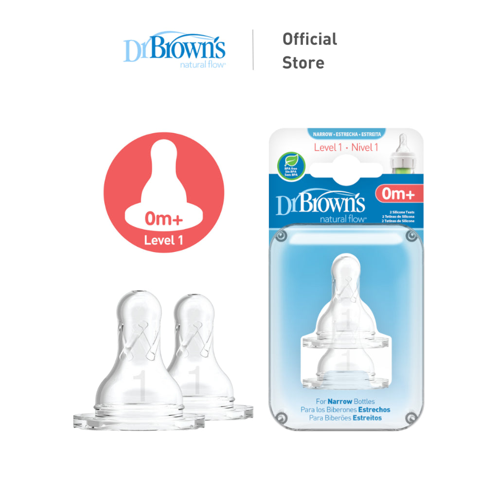 Dr. Brown’s Options+ Narrow Neck Bottle Silicone Nipple/Teat, 2 Pieces