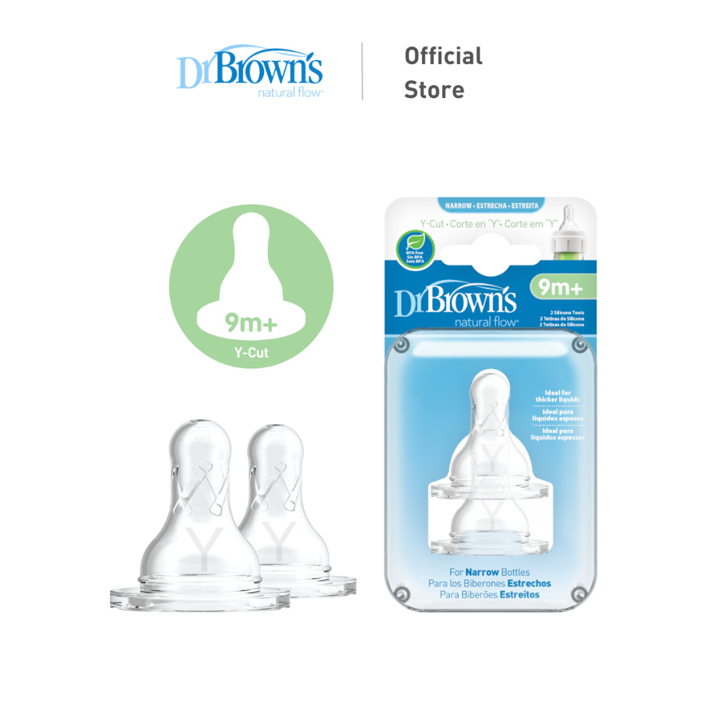 Dr. Brown’s Options+ Narrow Neck Bottle Silicone Nipple/Teat, 2 Pieces