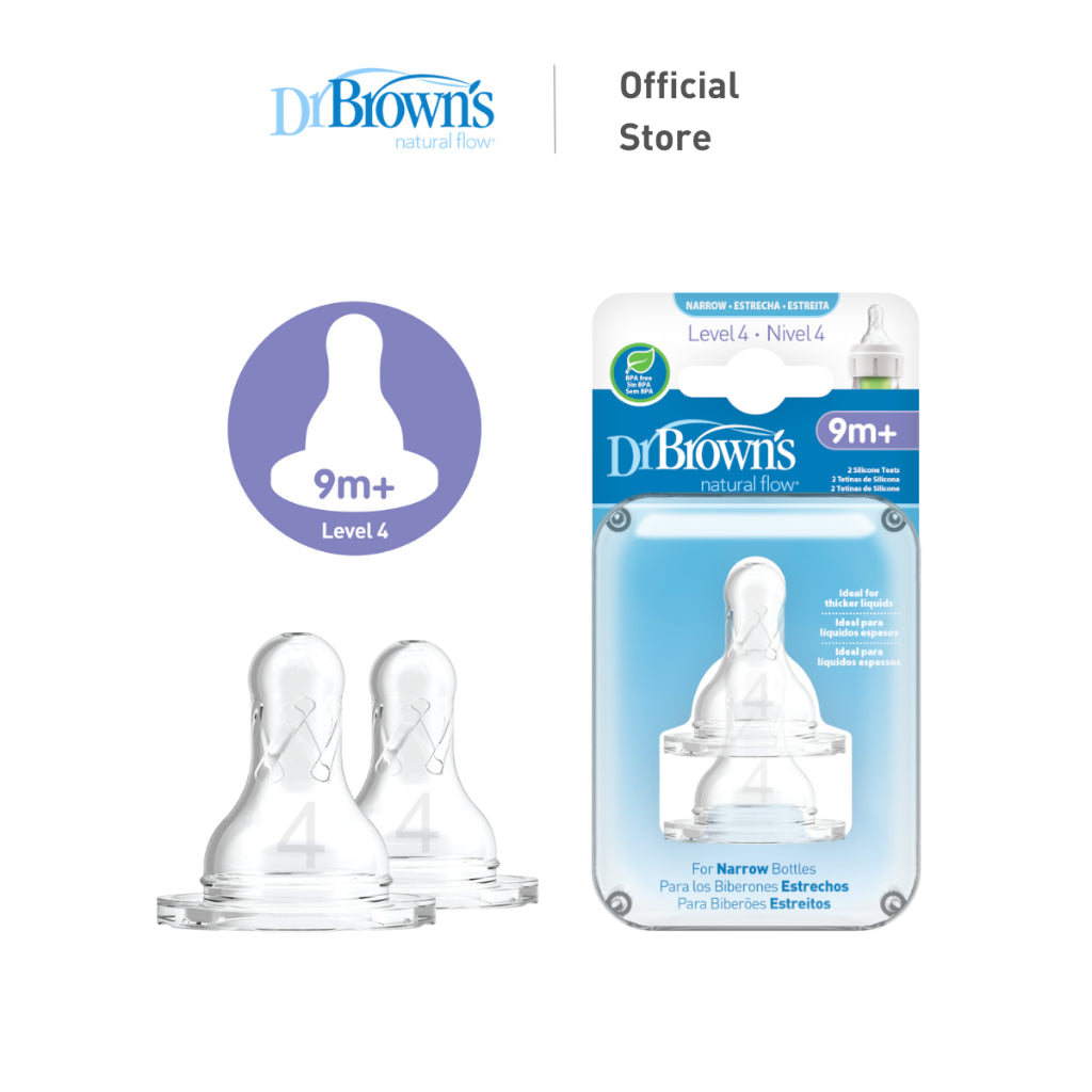 Dr. Brown’s Options+ Narrow Neck Bottle Silicone Nipple/Teat, 2 Pieces