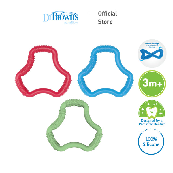 Dr. Brown's A-Shaped Flexees Baby Toddler Teether, Pink/Blue/Green