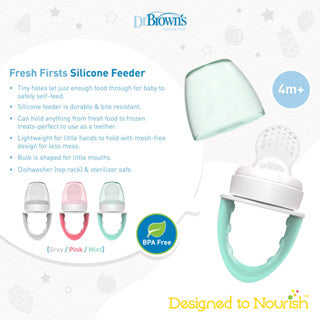 Dr. Brown's Fresh Firsts™ Silicone Baby Toddler Feeder, Mint/Grey/Pink, 1 Piece