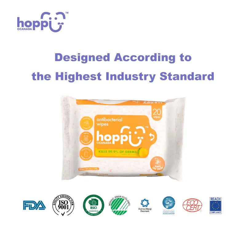 Hoppi 20 Sheets 5-In-1 Bundle Pack Antibacterial Wet Wipes