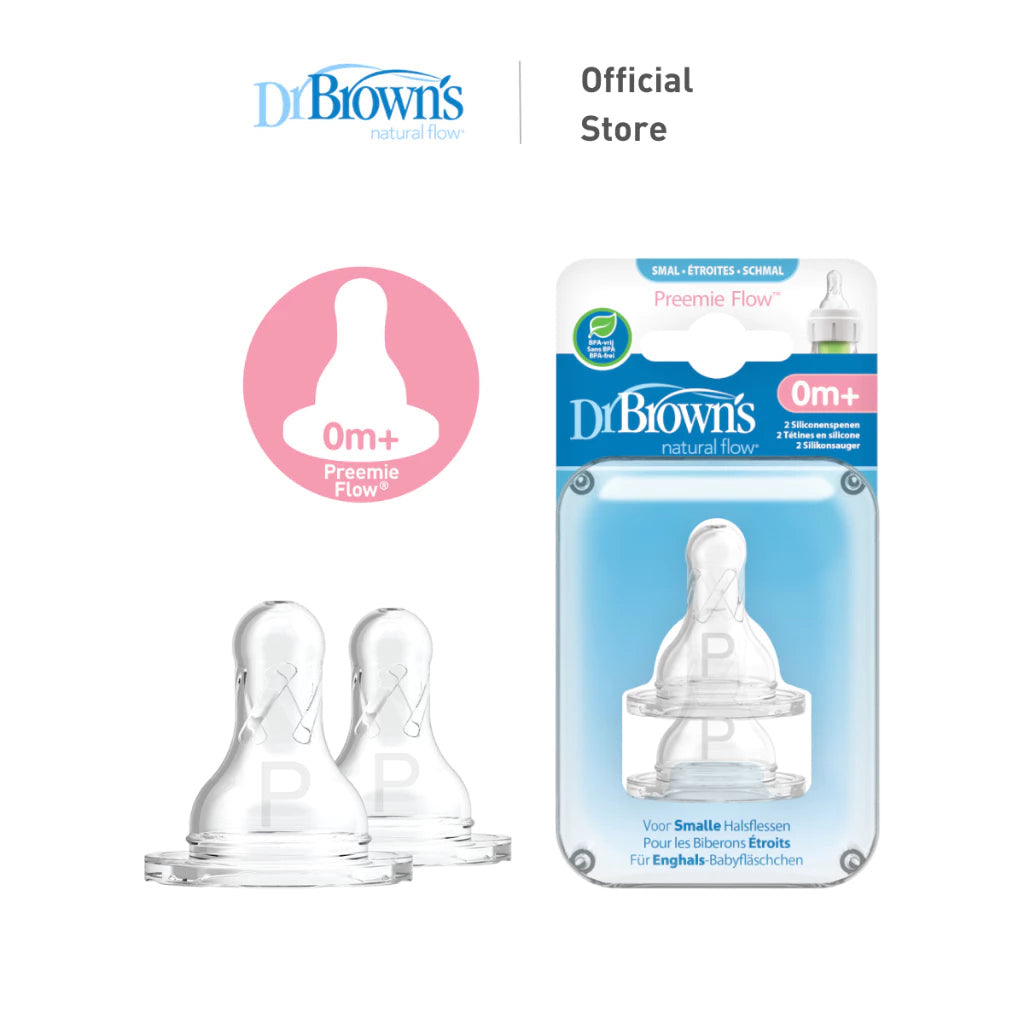 Dr. Brown’s Options+ Narrow Neck Bottle Silicone Nipple/Teat, 2 Pieces