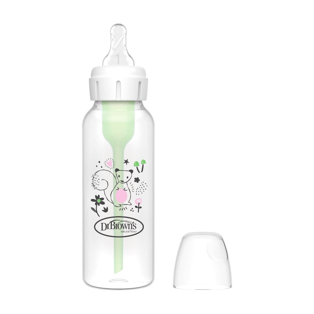 Dr. Brown’s Anti-Colic Options+ PP Narrow Neck 8oz/250ml Bottle, 1 Bottle, Squirrel, Level 1 Teat