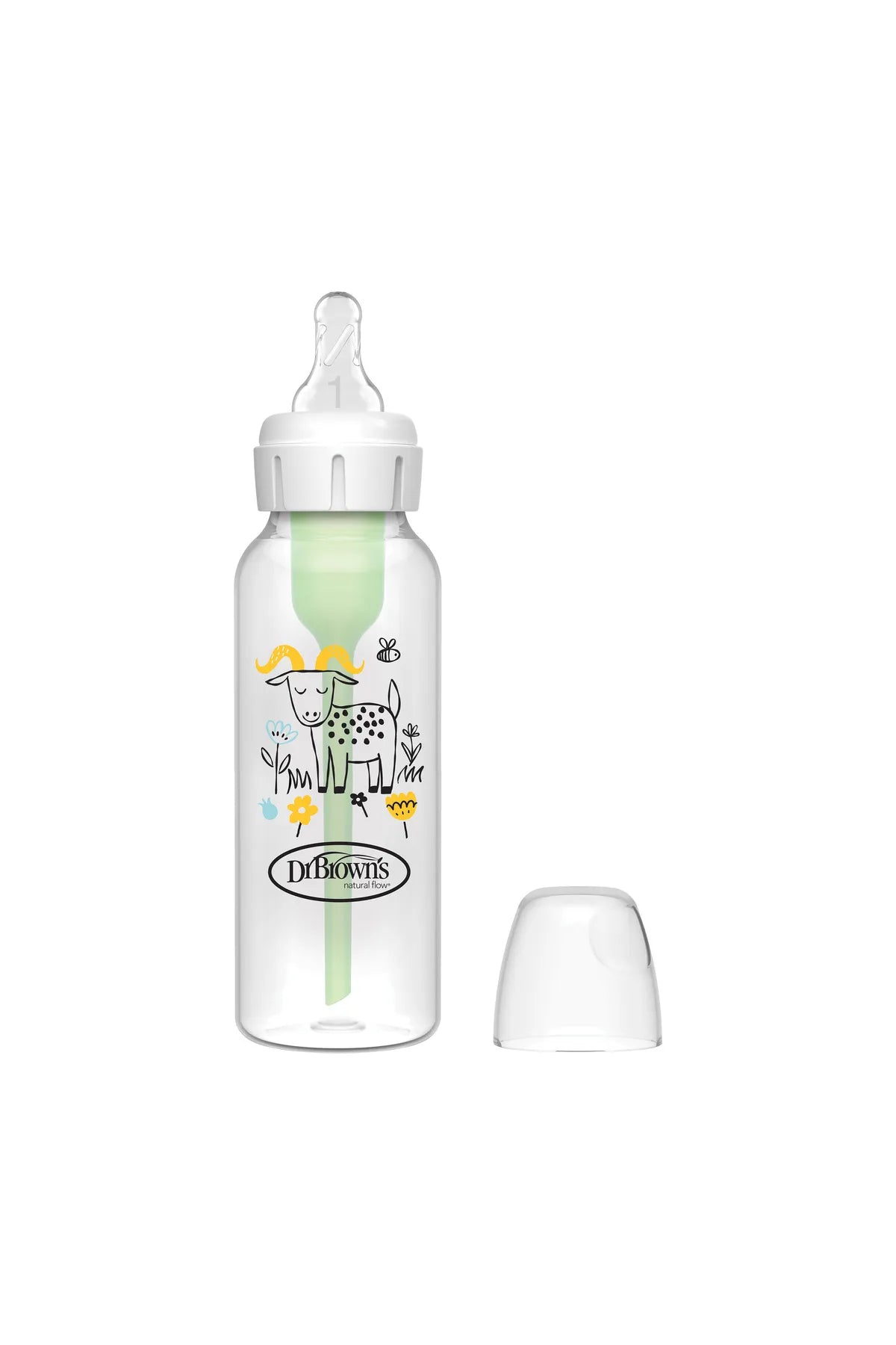 Dr. Brown’s Anti-Colic Options+ PP Narrow Neck 8oz/250ml Bottle, Goat, 1 Bottle, Level 1 Teat