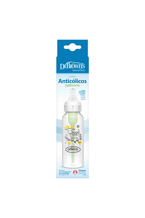 Dr. Brown’s Anti-Colic Options+ PP Narrow Neck 8oz/250ml Bottle, Goat, 1 Bottle, Level 1 Teat