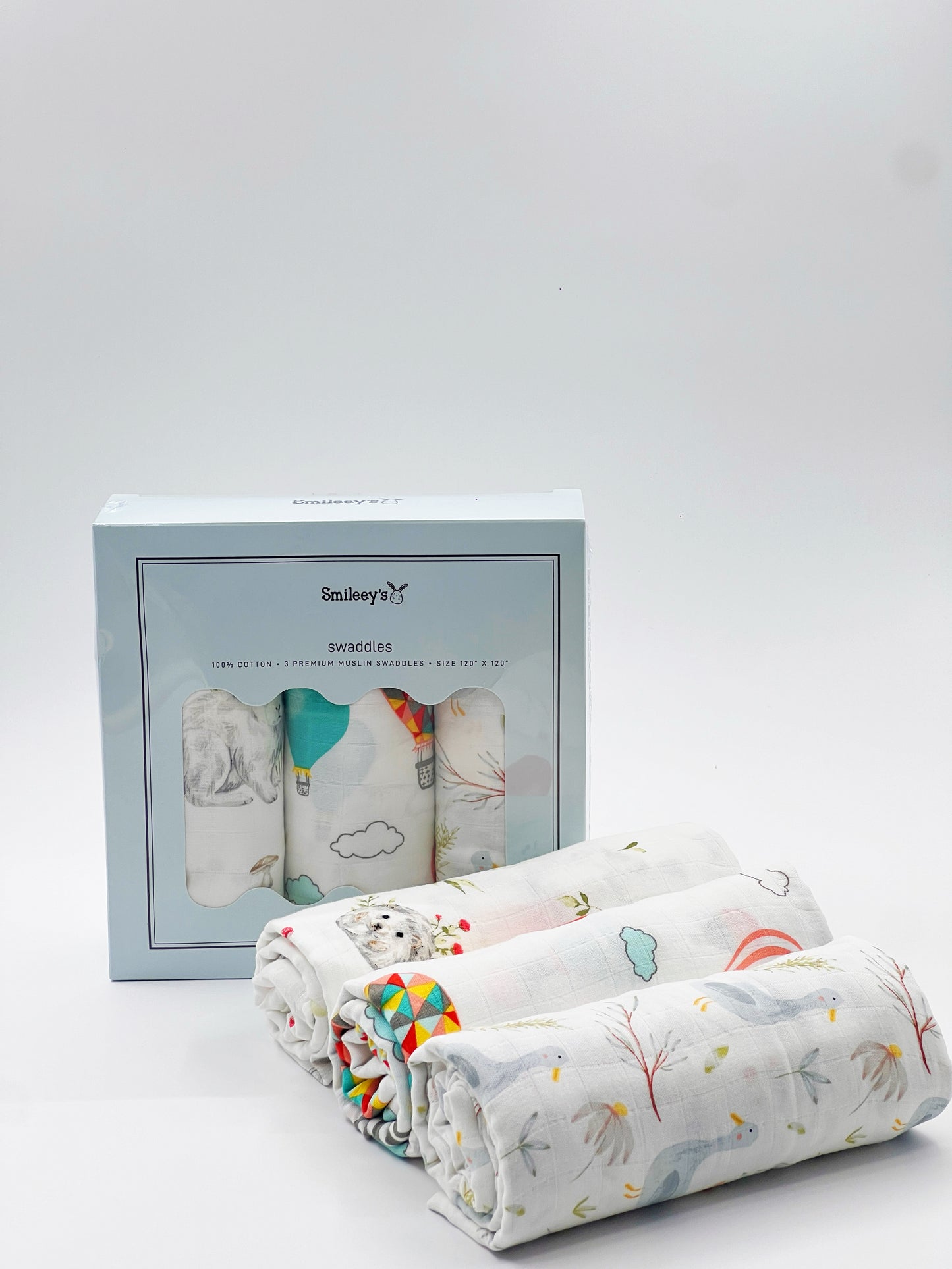 Smileey'S Muslin Swaddle 120X120 (Assorted - Neutral Colour) 100% Cotton