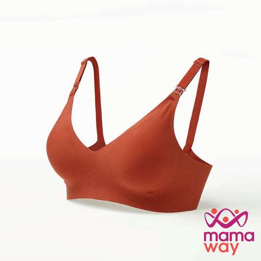 Mamaway Ultra Silky Seamless Maternity & Nursing Bra (Rust/Black)