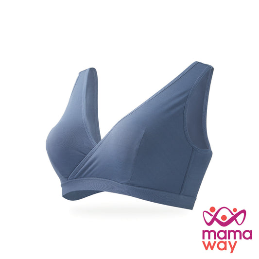 Mamaway Ultra Breezy Crossover Nursing Sleep Bra (Periwinkle / Dusty Pink)