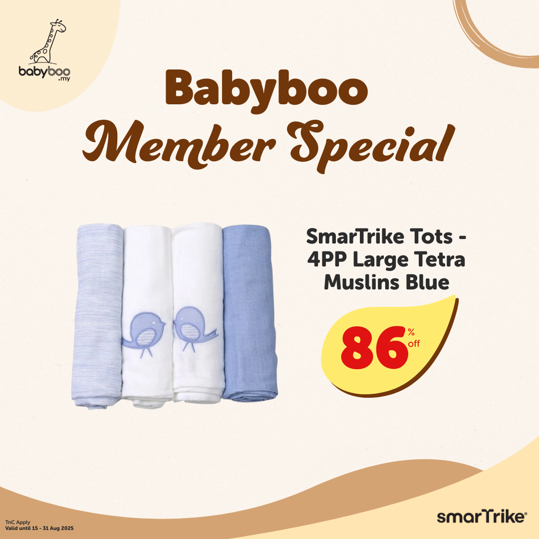 Smartrike Tots - 4pp Large Tetra Muslins