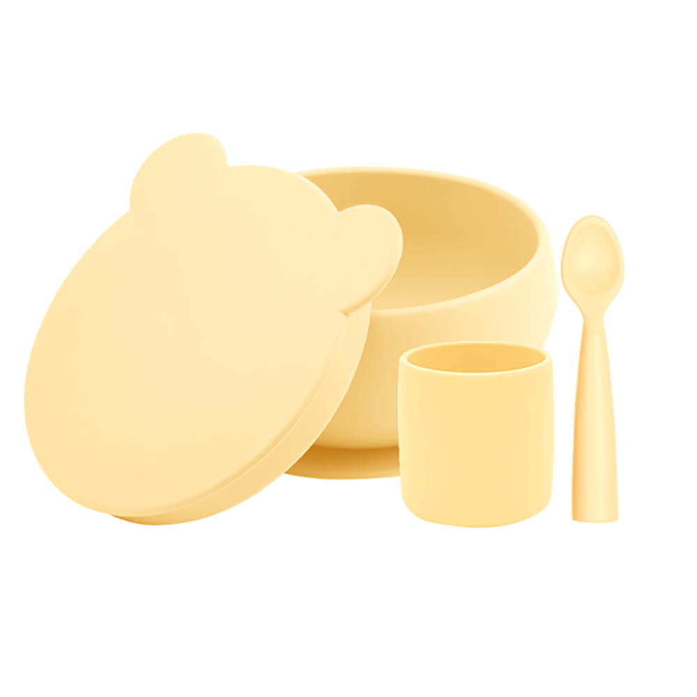Minikoioi Blw Set I Silicone Feeding Set ( Bowl With Lid , Cup & Spoon )