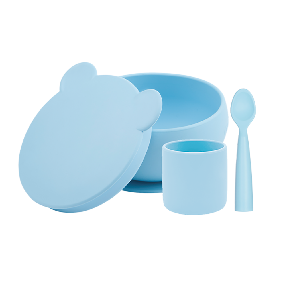 Minikoioi Blw Set I Silicone Feeding Set ( Bowl With Lid , Cup & Spoon )