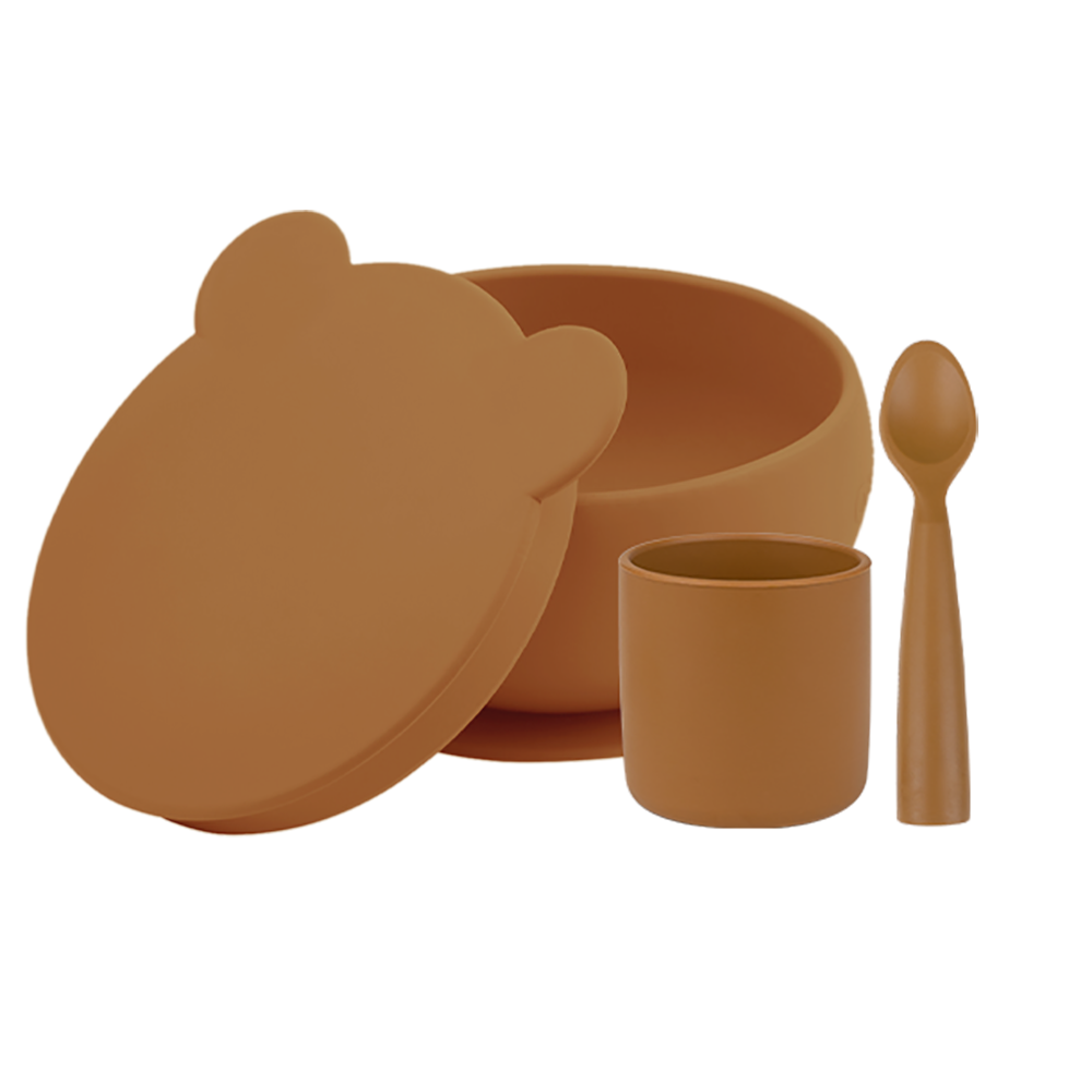 Minikoioi Blw Set I Silicone Feeding Set ( Bowl With Lid , Cup & Spoon )