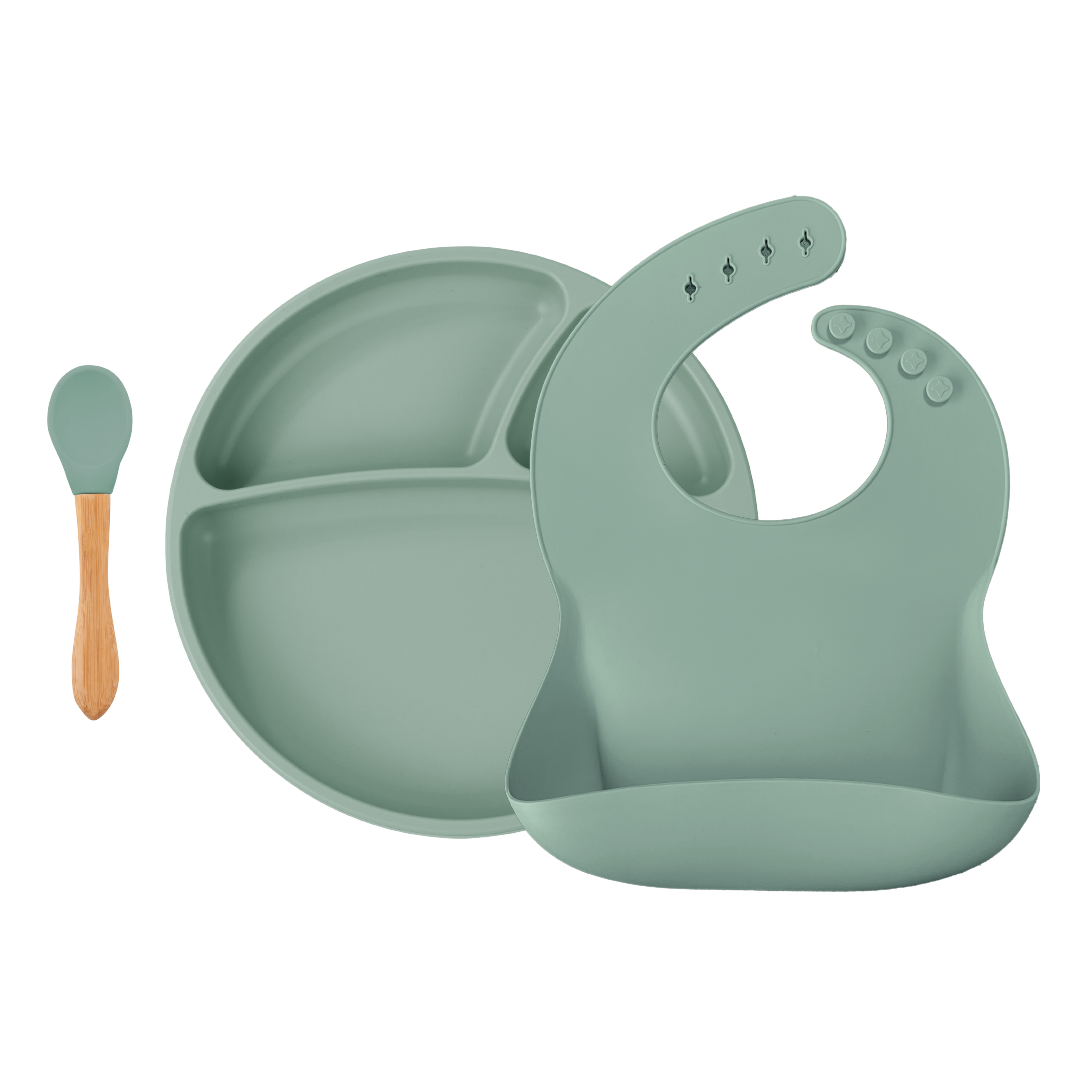 Minikoioi Blw Set Ii Silicone Feeding Set ( Bib , Plate , Spoon )
