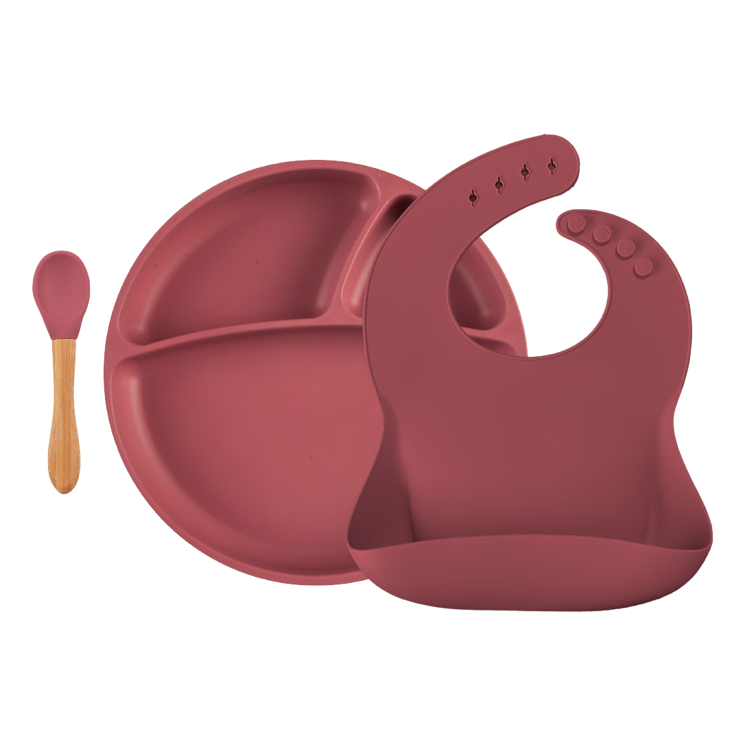 Minikoioi Blw Set Ii Silicone Feeding Set ( Bib , Plate , Spoon )