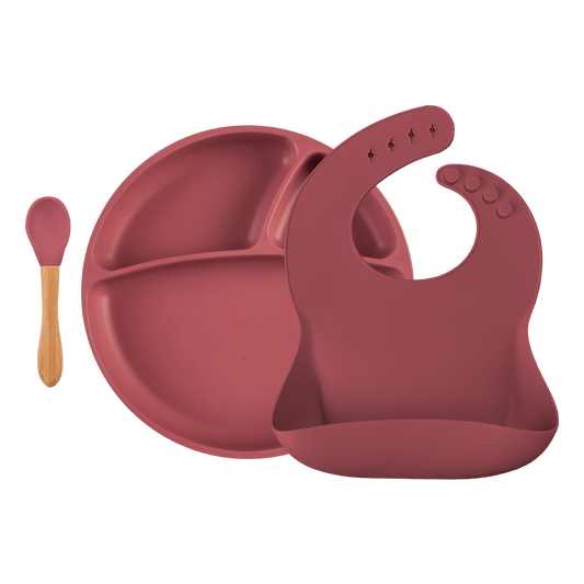Minikoioi Blw Set Ii Silicone Feeding Set ( Bib , Plate , Spoon )