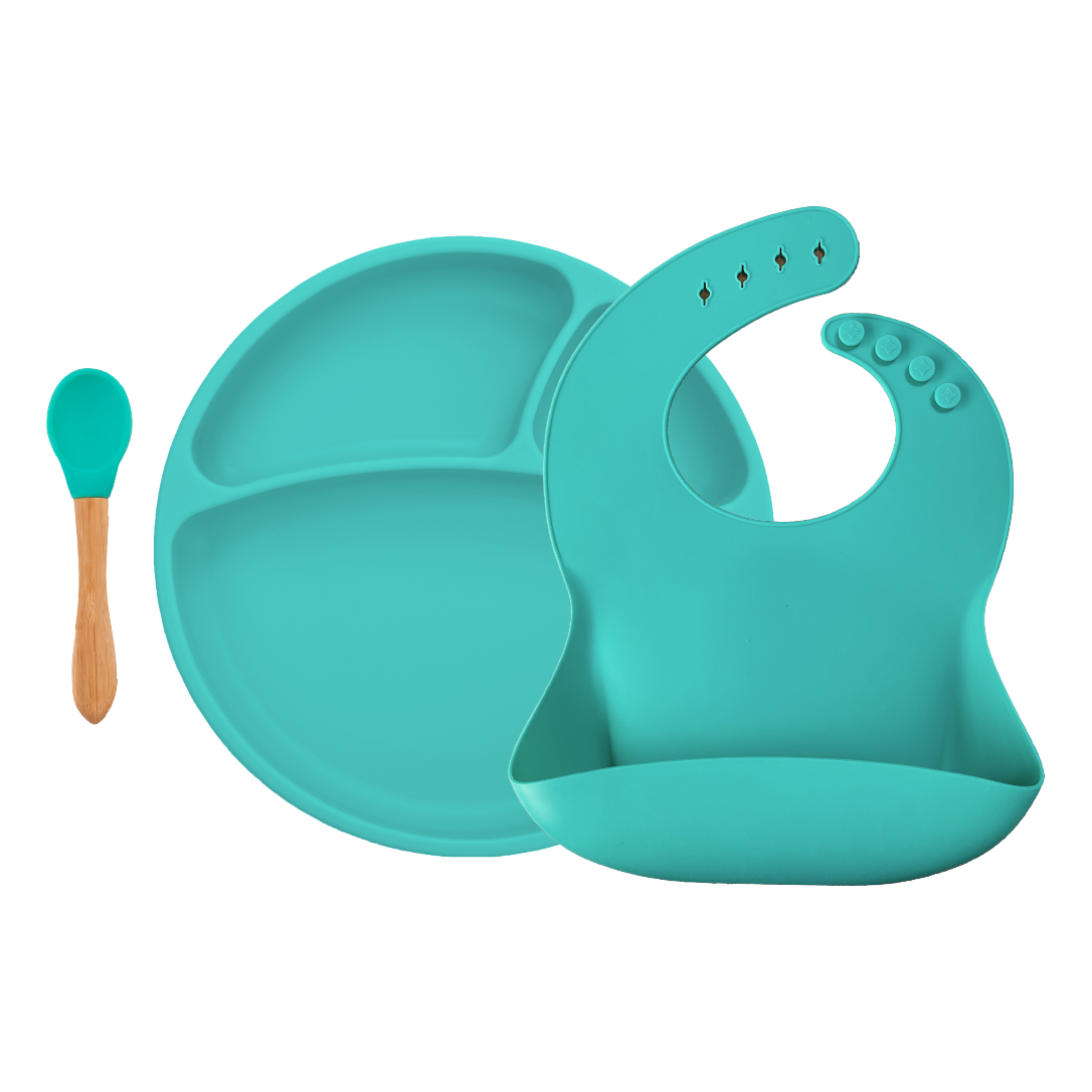 Minikoioi Blw Set Ii Silicone Feeding Set ( Bib , Plate , Spoon )