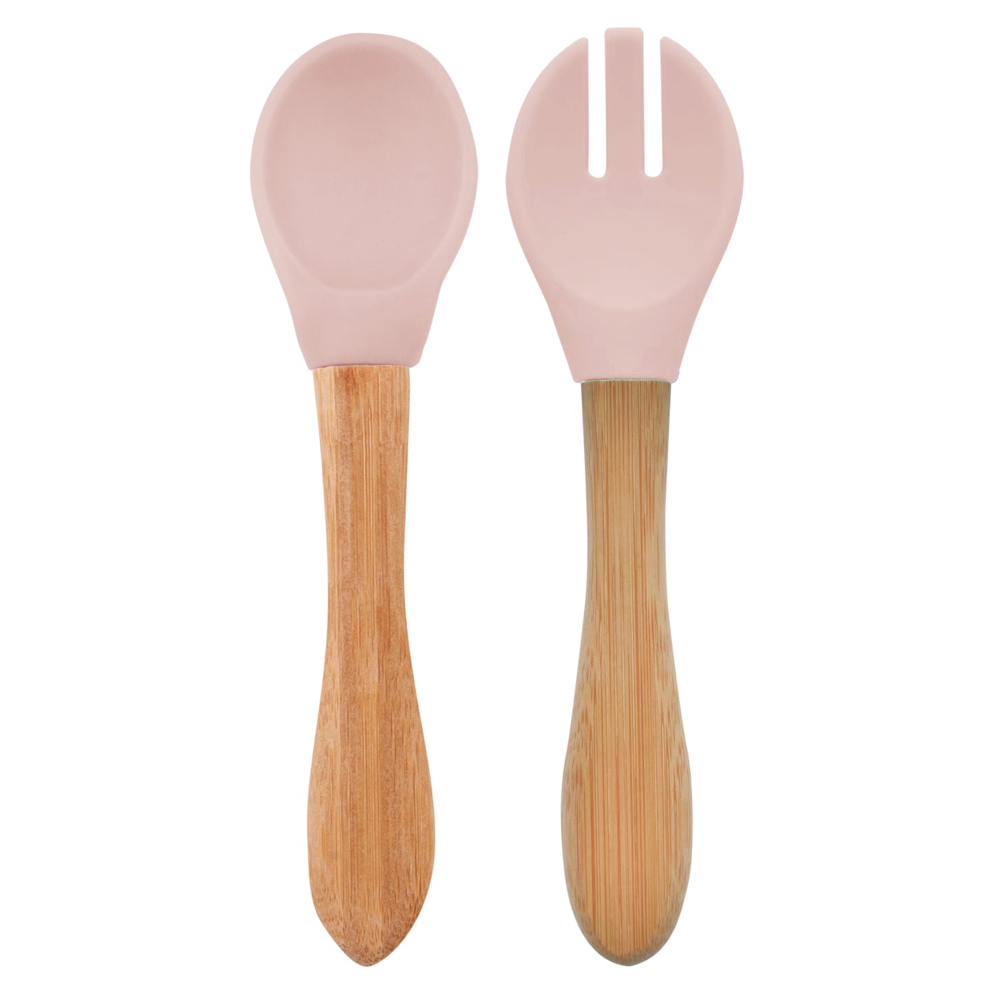 Minikoioi Dig In Silicone Spoon And Fork With Bamboo Handle 2 Pcs